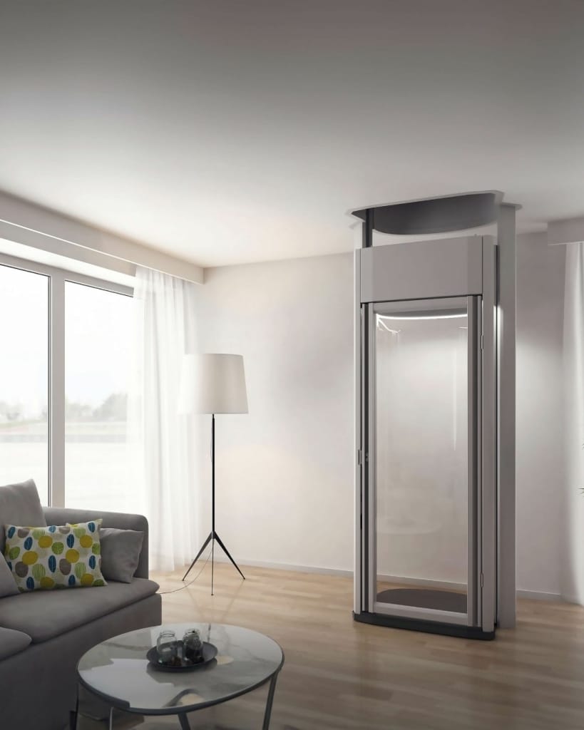 Boligheis installert i moderne stue – Heiskompaniet gjør det mulig å bo hjemme lenger.