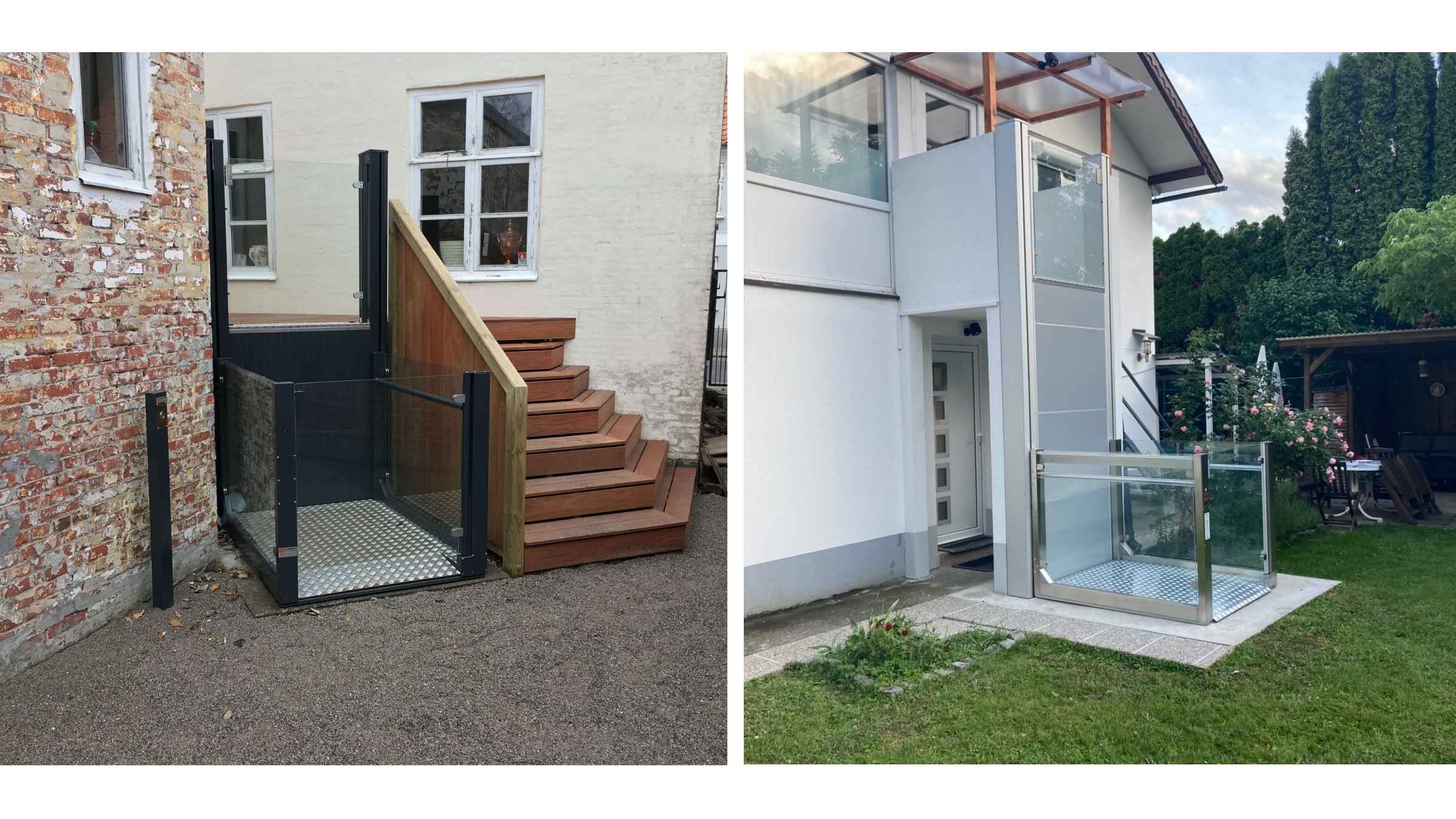 Plattformheis installert utendørs på bolighus – Heiskompaniet leverer brukervennlige løsninger som gjør inngangen tilgjengelig for alle.